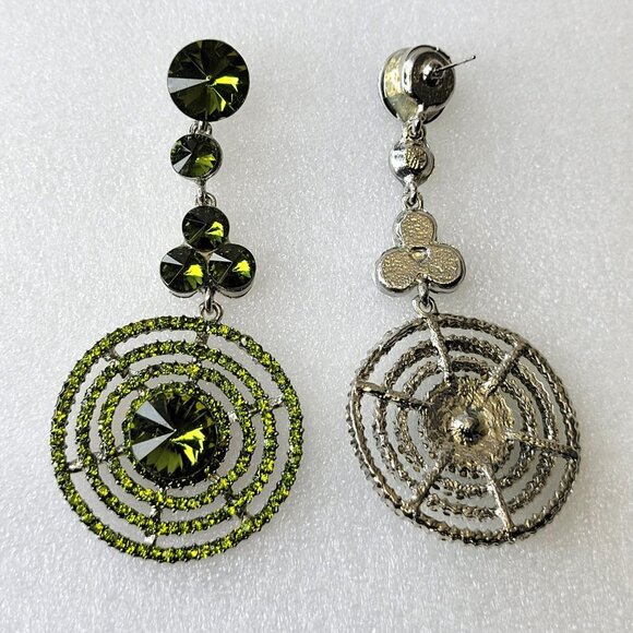 Green Chandelier Long Drop Earrings - Picture 4 of 11